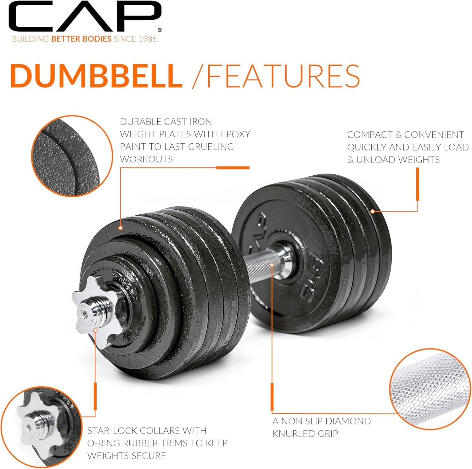 image:imageCap Barbell Adjustable Dumbbell Weight Set Multiple OptionsBlack 525 LB Single