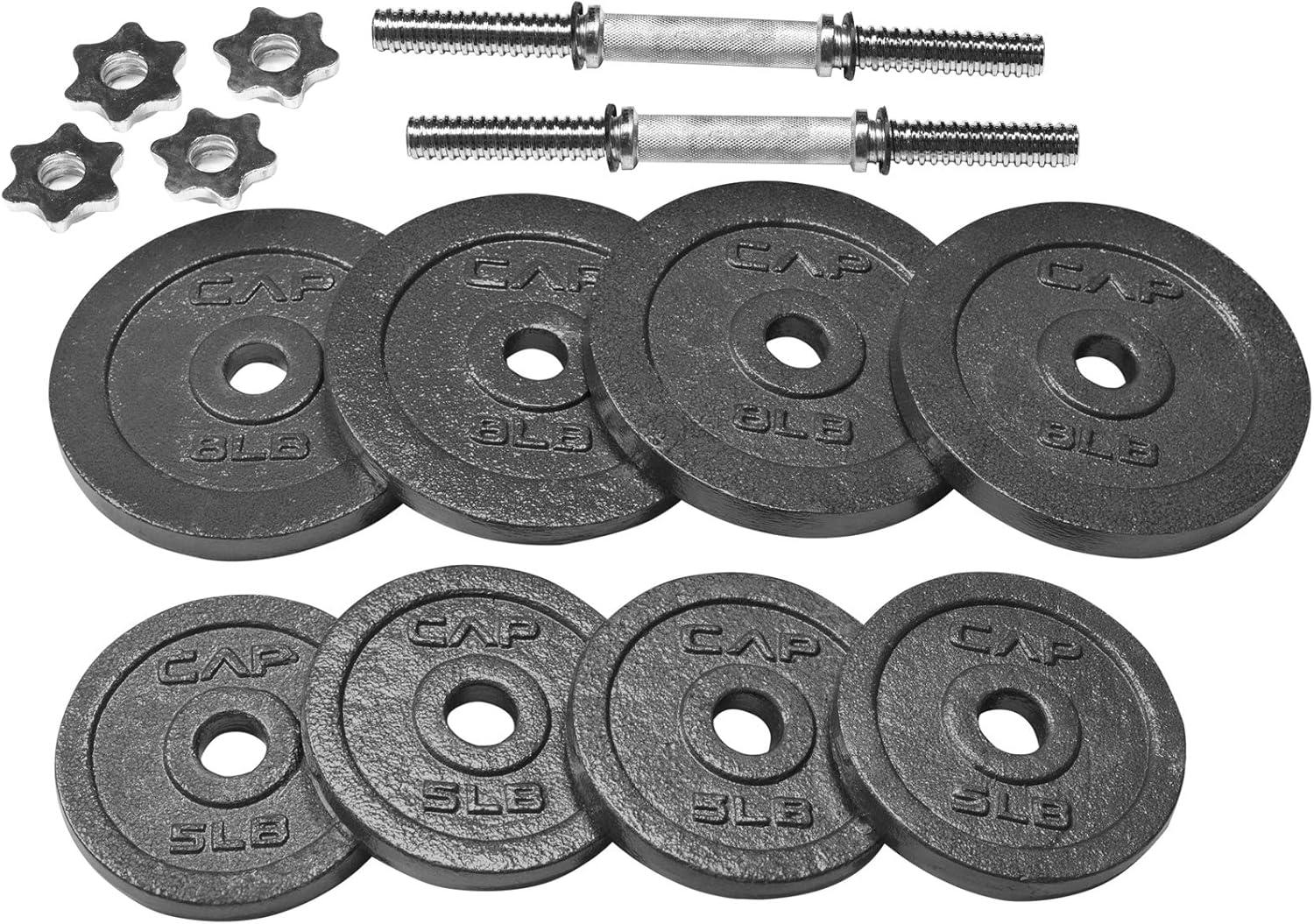 image:imageCap Barbell Adjustable Dumbbell Weight Set Multiple OptionsBlack 60 LB Pair