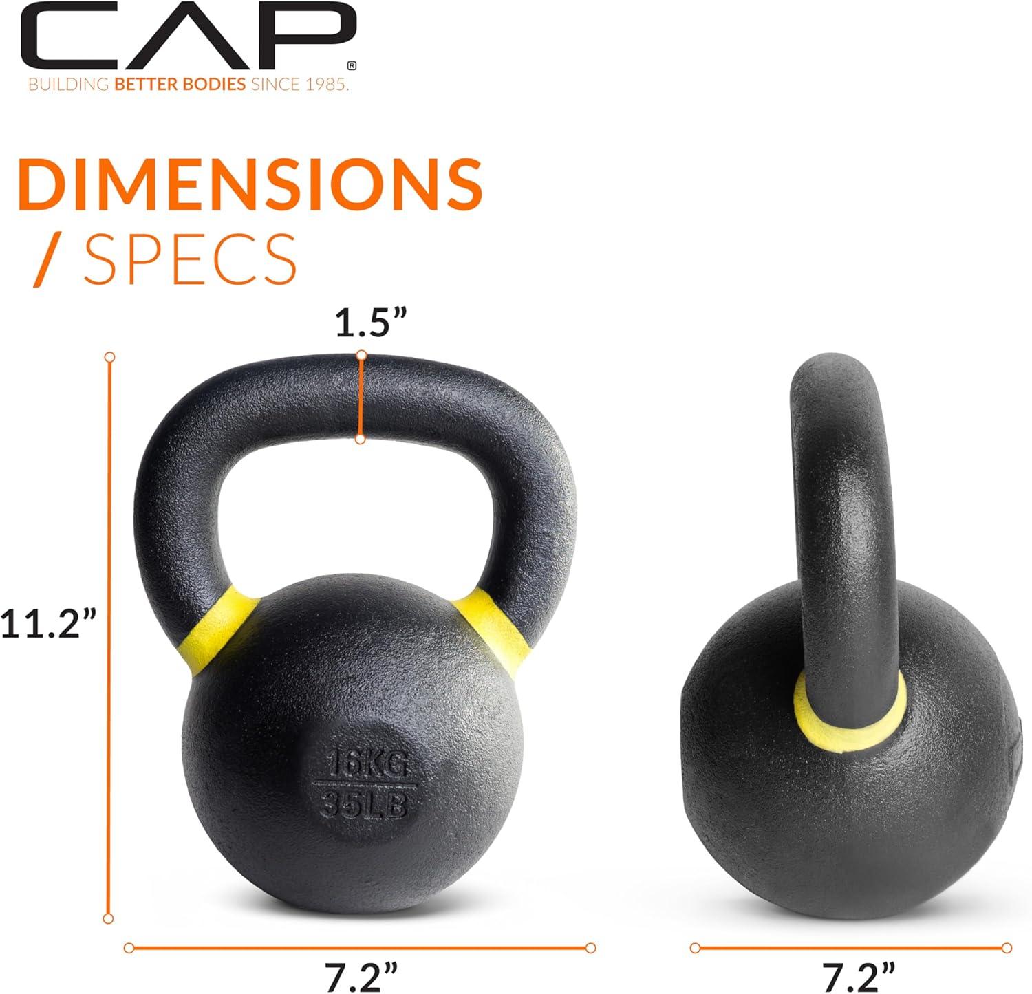 image:imageCap Barbell Cast Iron Competition Kettlebell WeightYellow 35Pound