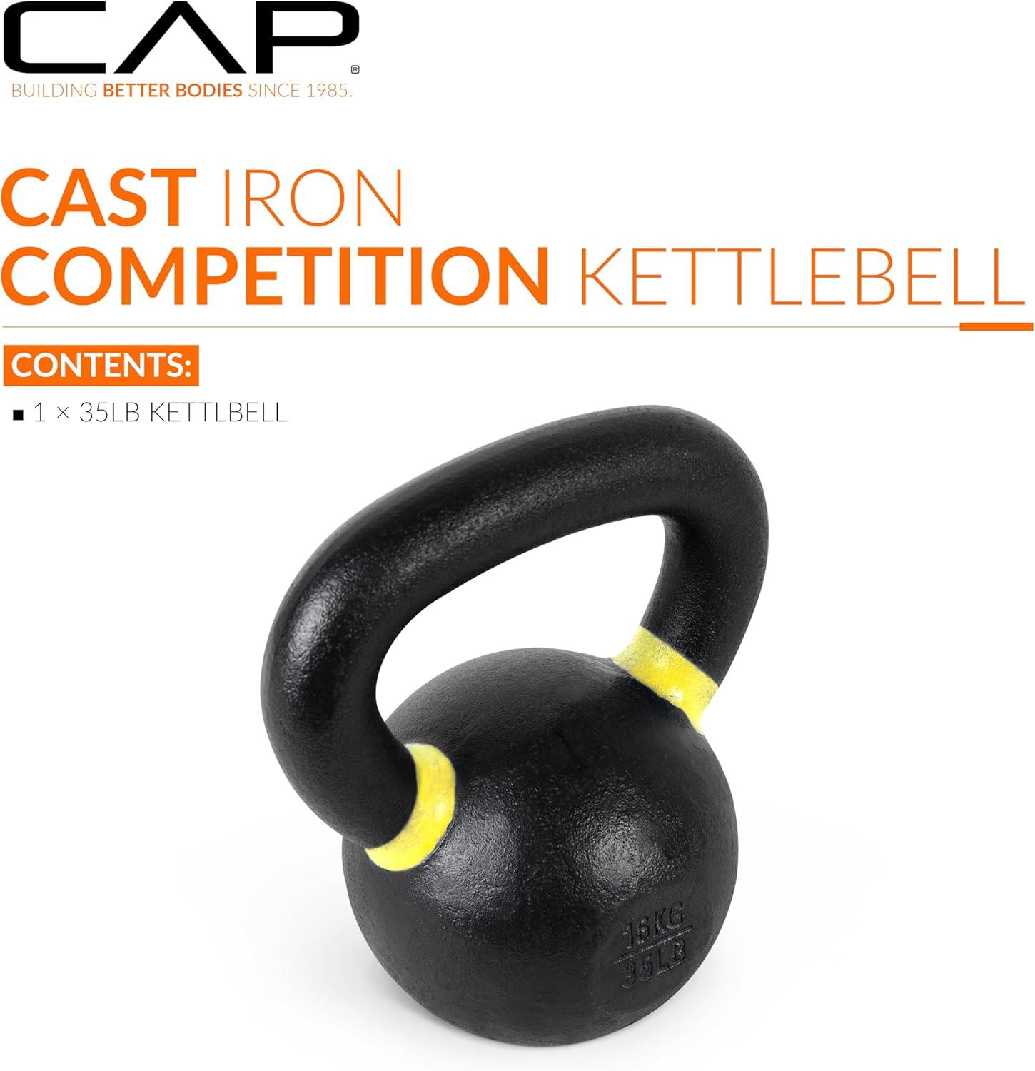 image:imageCap Barbell Cast Iron Competition Kettlebell WeightYellow 35Pound