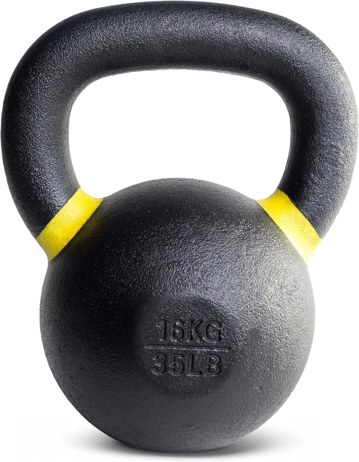 image:imageCap Barbell Cast Iron Competition Kettlebell WeightYellow 35Pound