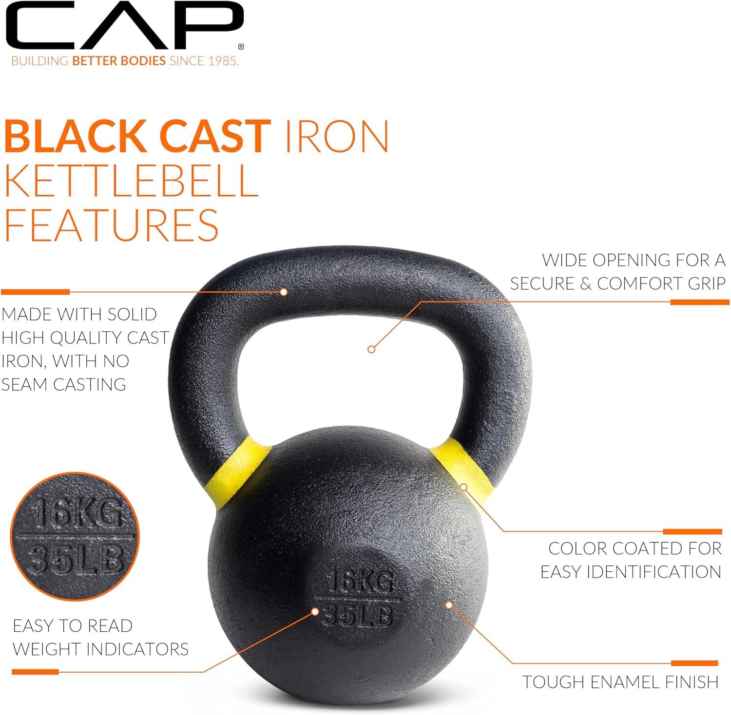 image:imageCap Barbell Cast Iron Competition Kettlebell WeightYellow 35Pound