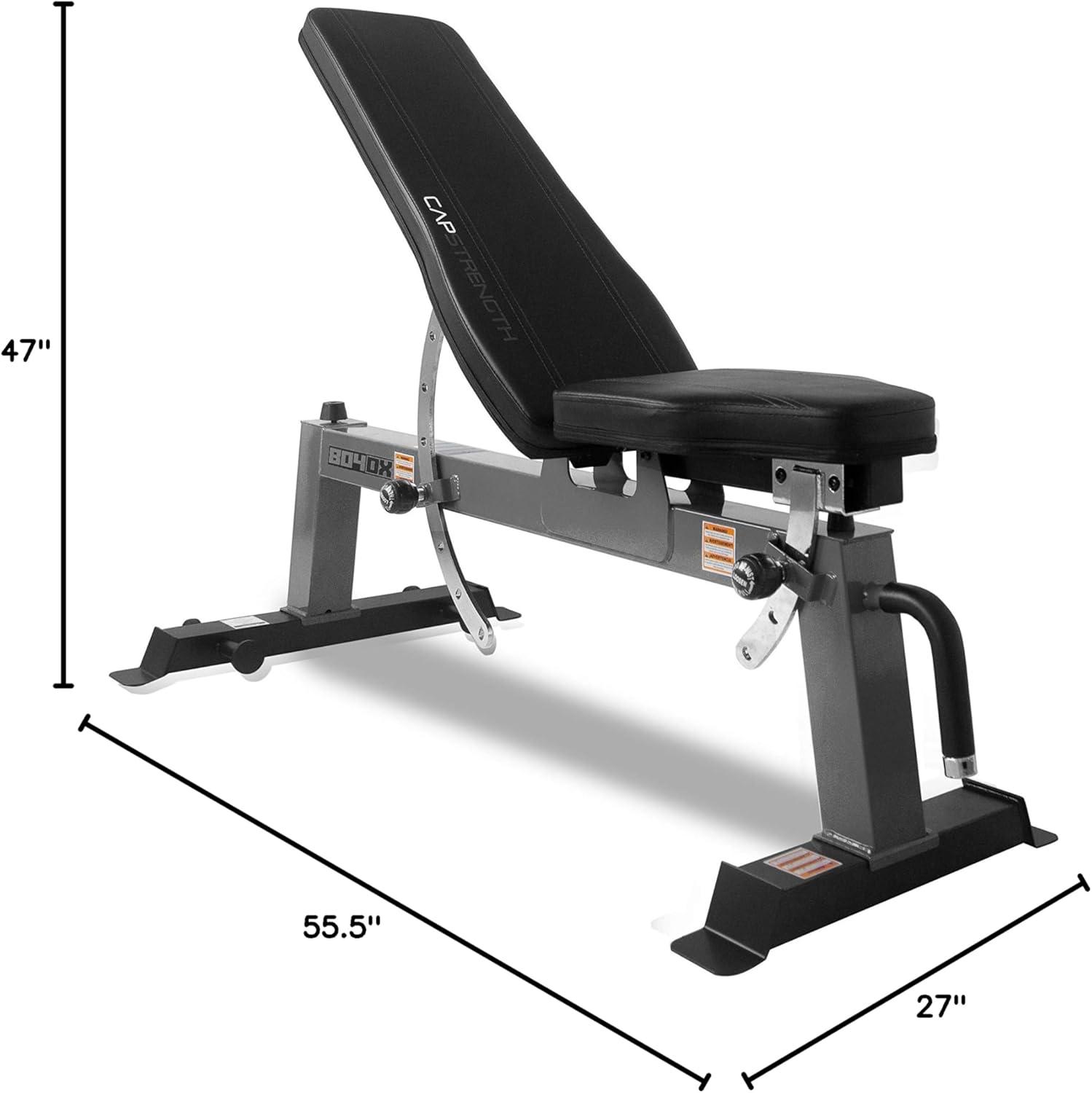 image:imageCap Barbell Deluxe Utility Weight Bench Color SeriesGray Square Backpad