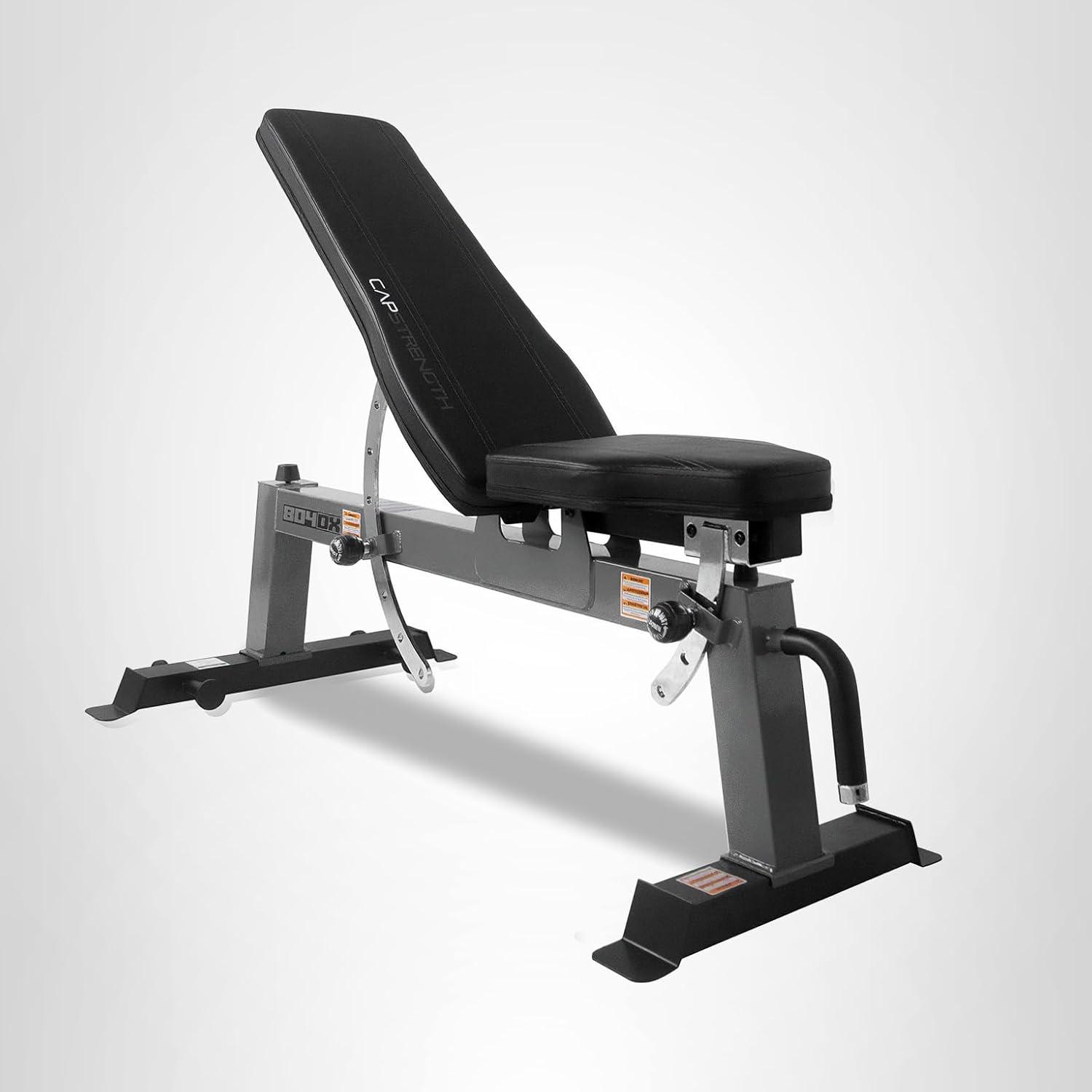 image:imageCap Barbell Deluxe Utility Weight Bench Color SeriesGray Square Backpad