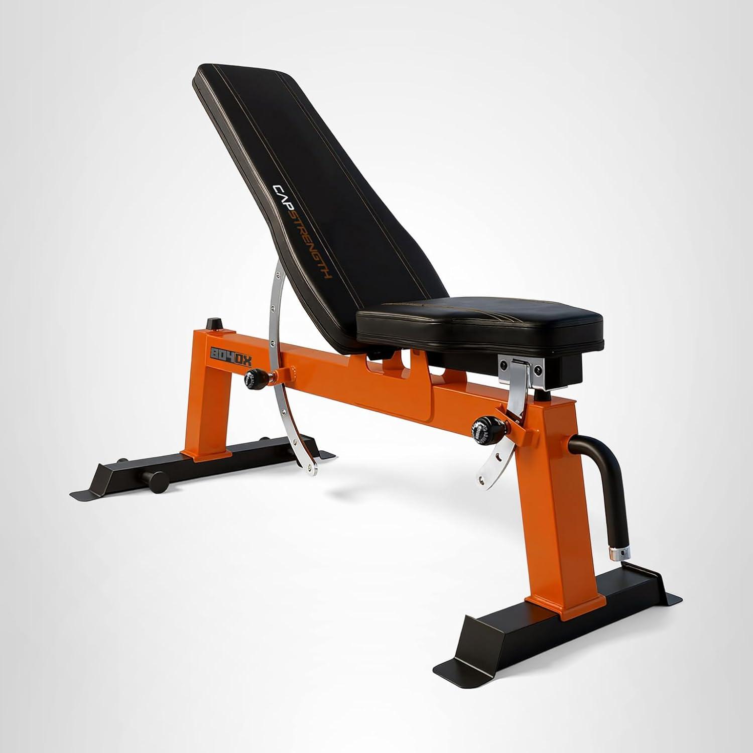 image:imageCap Barbell Deluxe Utility Weight Bench Color SeriesOrange Square Backpad