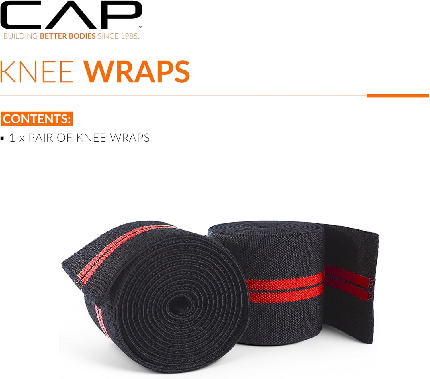 image:imageCap Barbell Elastic Knee Wraps for Weightlifing Pair of Adjustable Knee Wraps for Men amp Women for Powerlifting Squats Leg Press and Cross Training