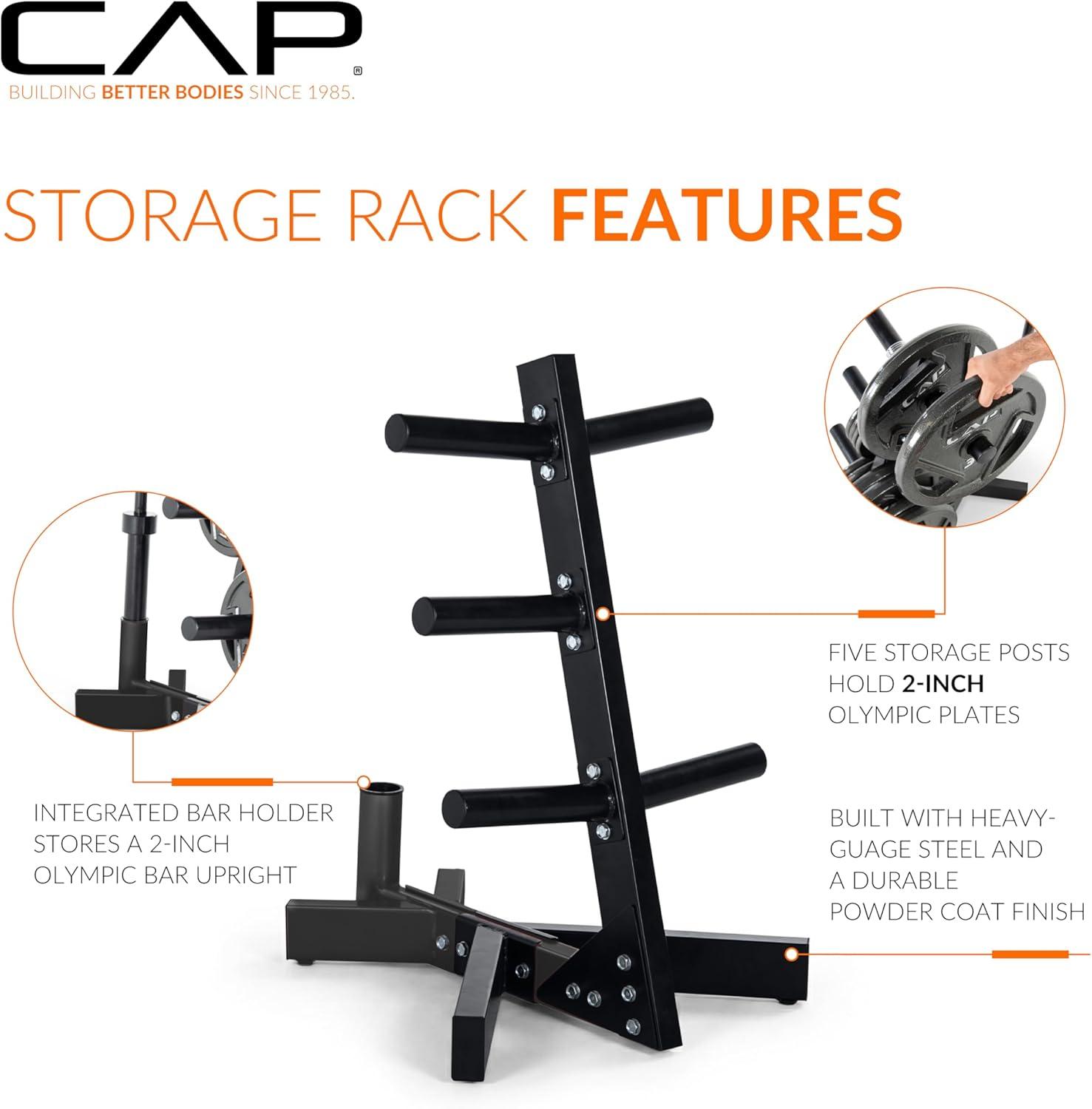 image:imageCap Barbell Olympic Plate Tree Storage Rack Multiple ColorsBlack