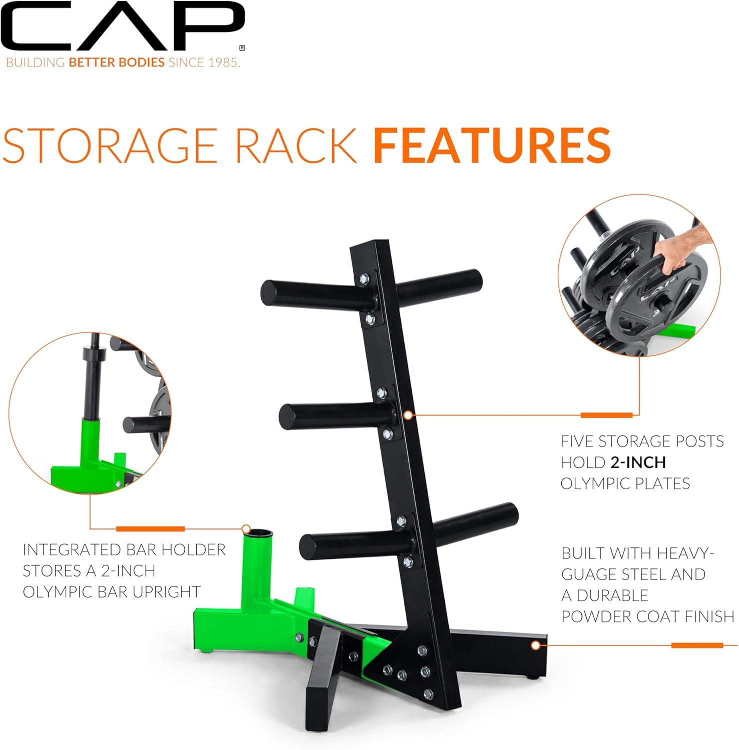 image:imageCap Barbell Olympic Plate Tree Storage Rack Multiple ColorsGreen