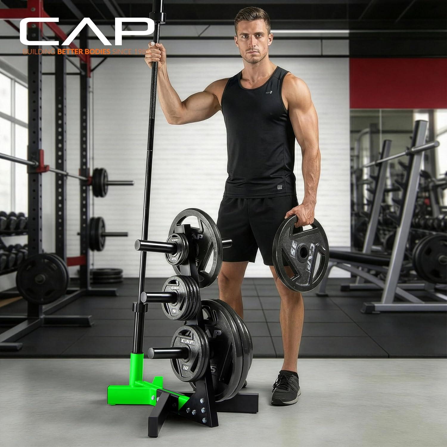 image:imageCap Barbell Olympic Plate Tree Storage Rack Multiple ColorsGreen