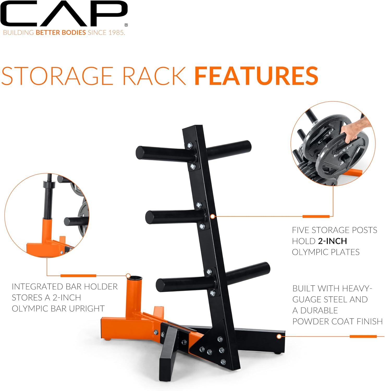 image:imageCap Barbell Olympic Plate Tree Storage Rack Multiple ColorsOrange