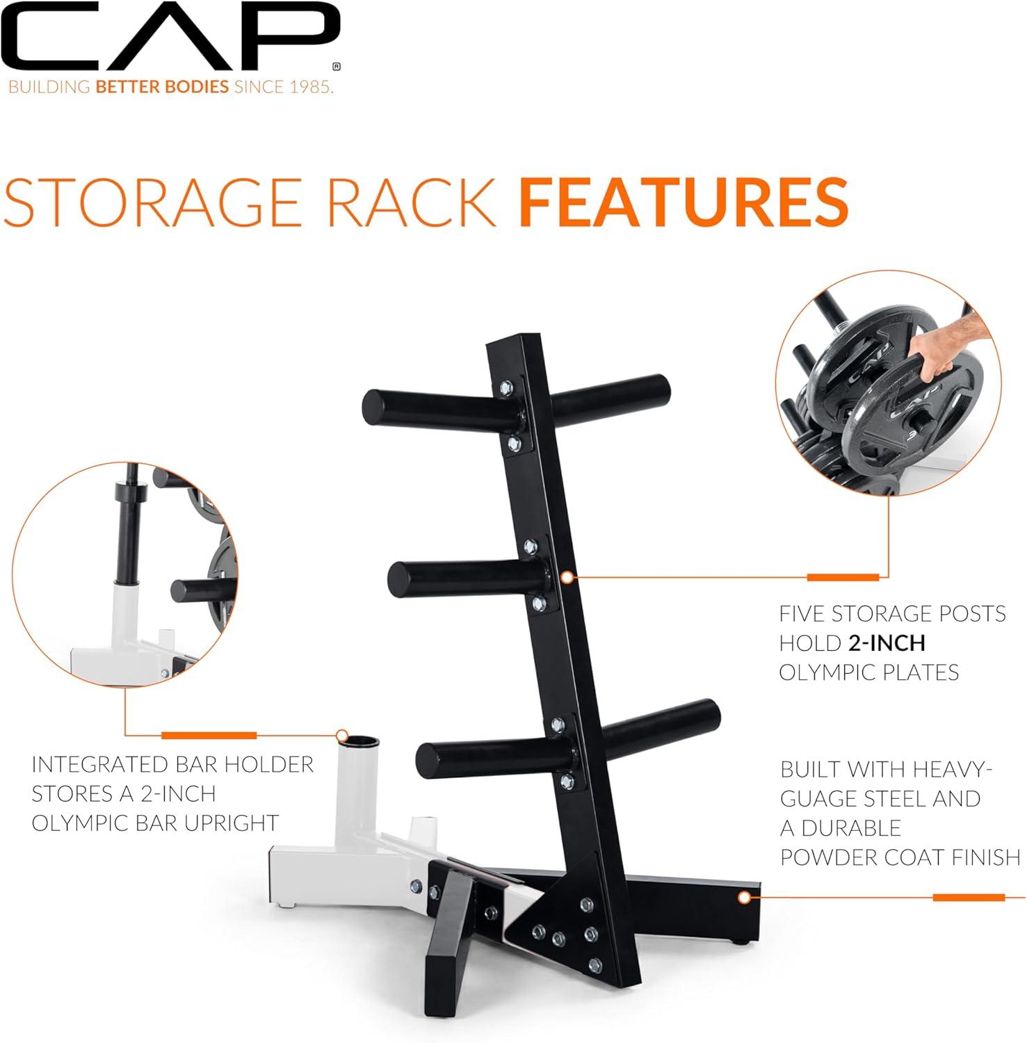 image:imageCap Barbell Olympic Plate Tree Storage Rack Multiple ColorsWhite