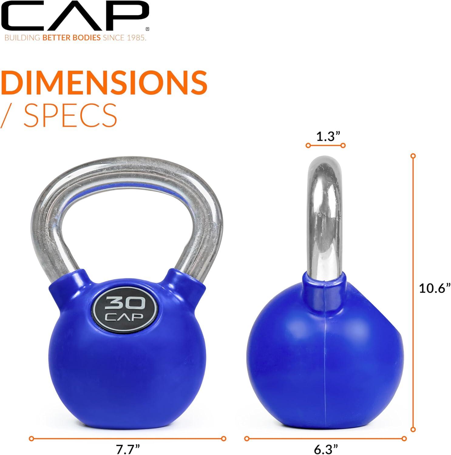 image:imageCap Barbell Rubber Color Coated Kettlebell with Chrome HandleBlue 30 Pound
