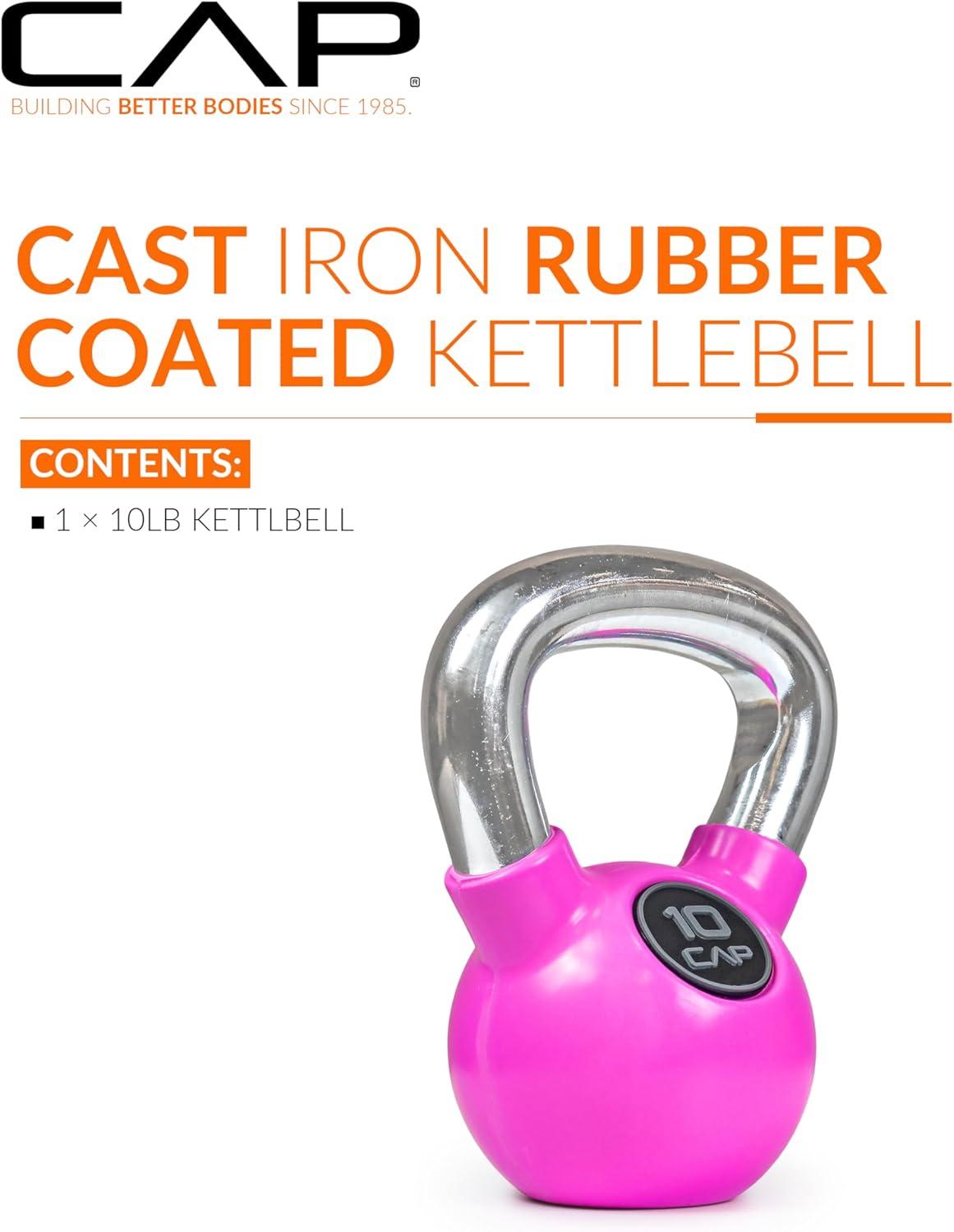 image:imageCap Barbell Rubber Color Coated Kettlebell with Chrome HandlePink 10Pound