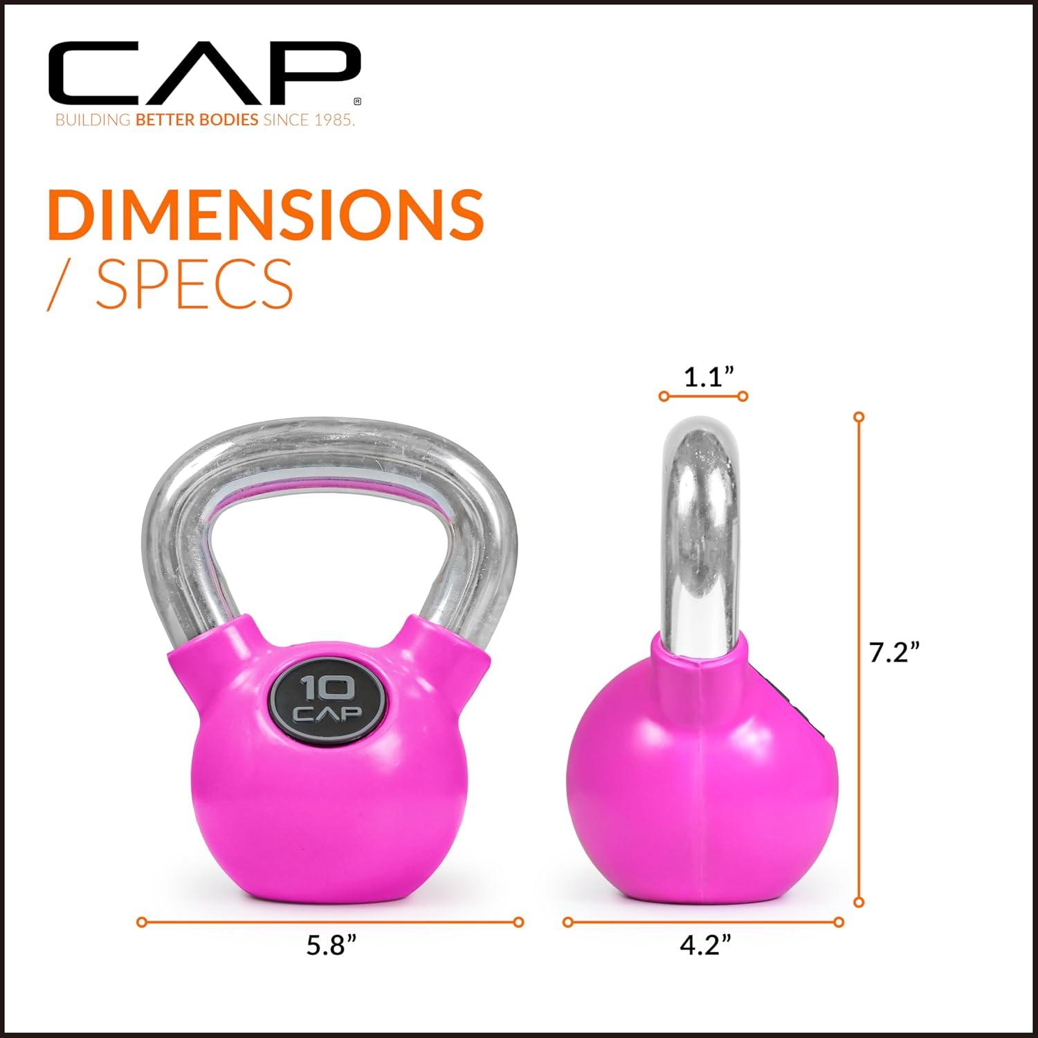 image:imageCap Barbell Rubber Color Coated Kettlebell with Chrome HandlePink 10Pound