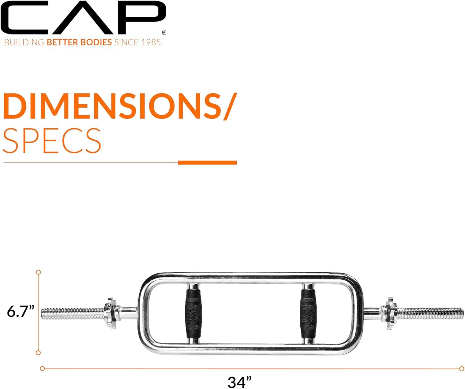 image:imageCap Barbell Standard Threaded 34 Triceps Bar Multiple OptionsBlack Rubber Grips