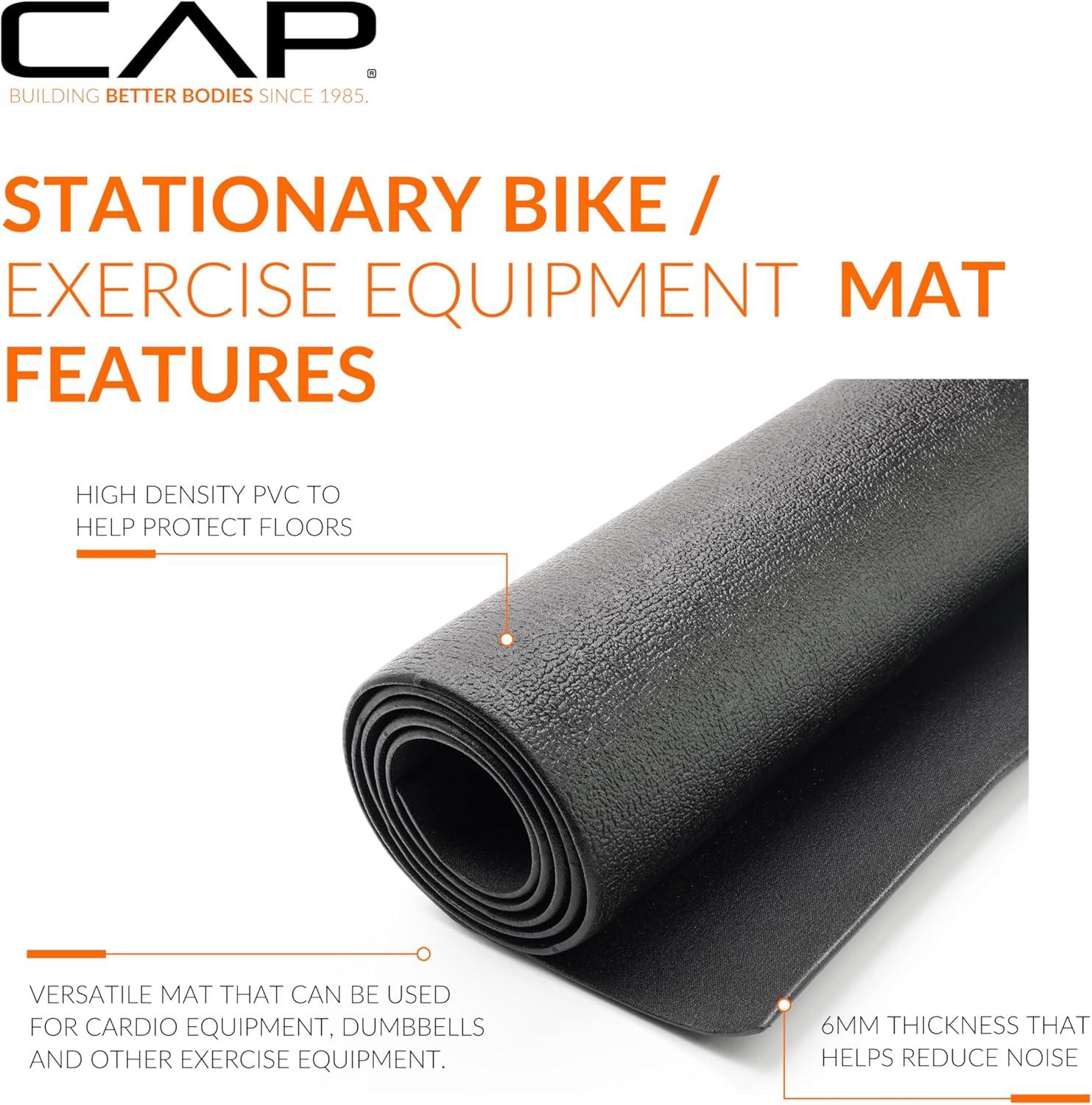 image:imageCap Exercise Equipment Mat for Treadmill Fitness Equipment Mat Home Gym Floor Protection Black Pebble Design Multiple Sizes48L x 36W x 03Th
