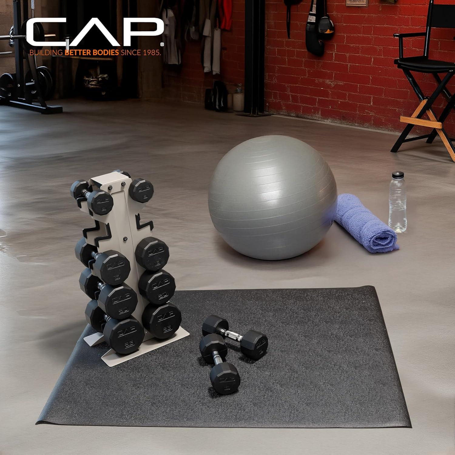 image:imageCap Exercise Equipment Mat for Treadmill Fitness Equipment Mat Home Gym Floor Protection Black Pebble Design Multiple Sizes48L x 36W x 03Th