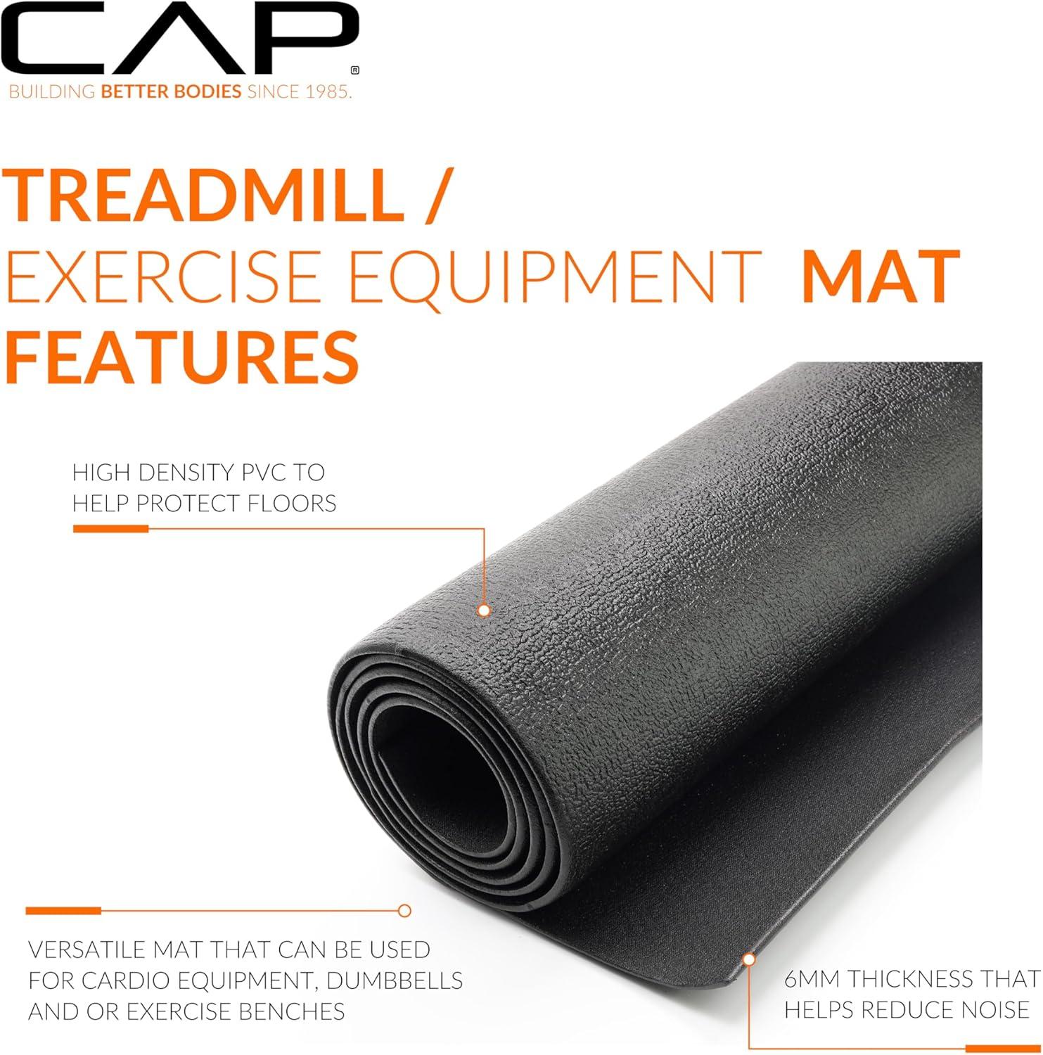 image:imageCap Exercise Equipment Mat for Treadmill Fitness Equipment Mat Home Gym Floor Protection Black Pebble Design Multiple Sizes78L x 36W x 03Th