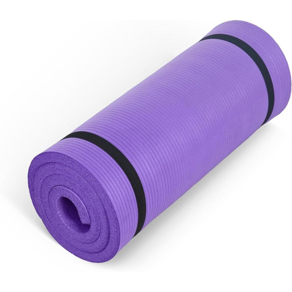 image:imageCAP Barbell 1Inch High Density Exercise Yoga Mat with Strap Multiple ColorsPurple