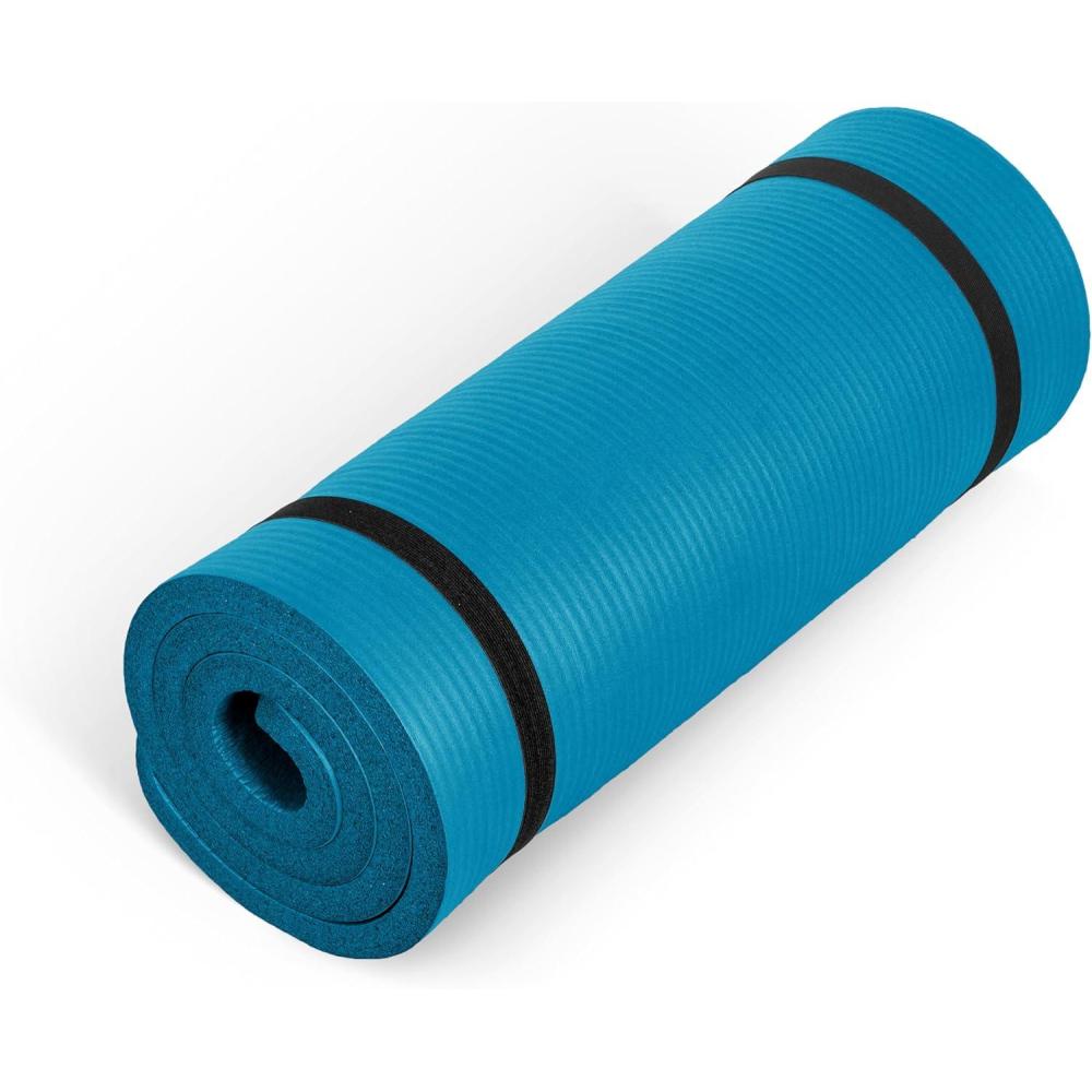 image:imageCAP Barbell 1Inch High Density Exercise Yoga Mat with Strap Multiple ColorsTeal