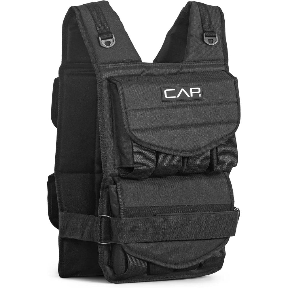 image:imageCAP Barbell Adjustable Weighted Vest  20150 lbs  HeavyDuty Workout Vest with Removable Iron Weights for Strength Training Cardio Running and Calisthenics40lbs