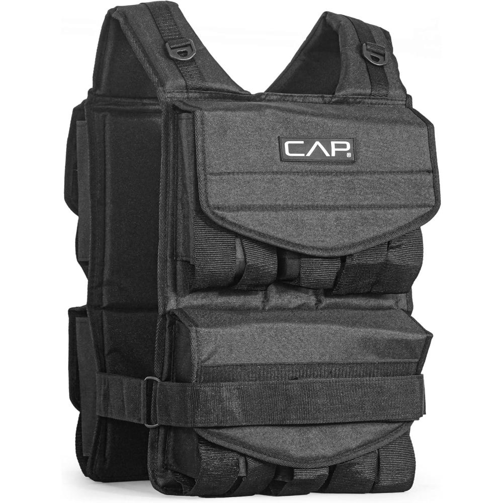 image:imageCAP Barbell Adjustable Weighted Vest  20150 lbs  HeavyDuty Workout Vest with Removable Iron Weights for Strength Training Cardio Running and Calisthenics80lbs