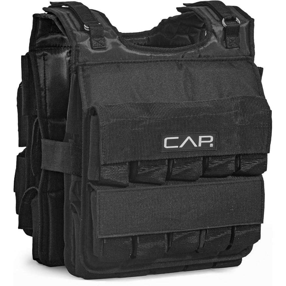 image:imageCAP Barbell Adjustable Weighted Vest 20150 lbs HeavyDuty Workout Vest with Removable Iron Weights for Strength Training Cardio Running and Calisthenics150lbs