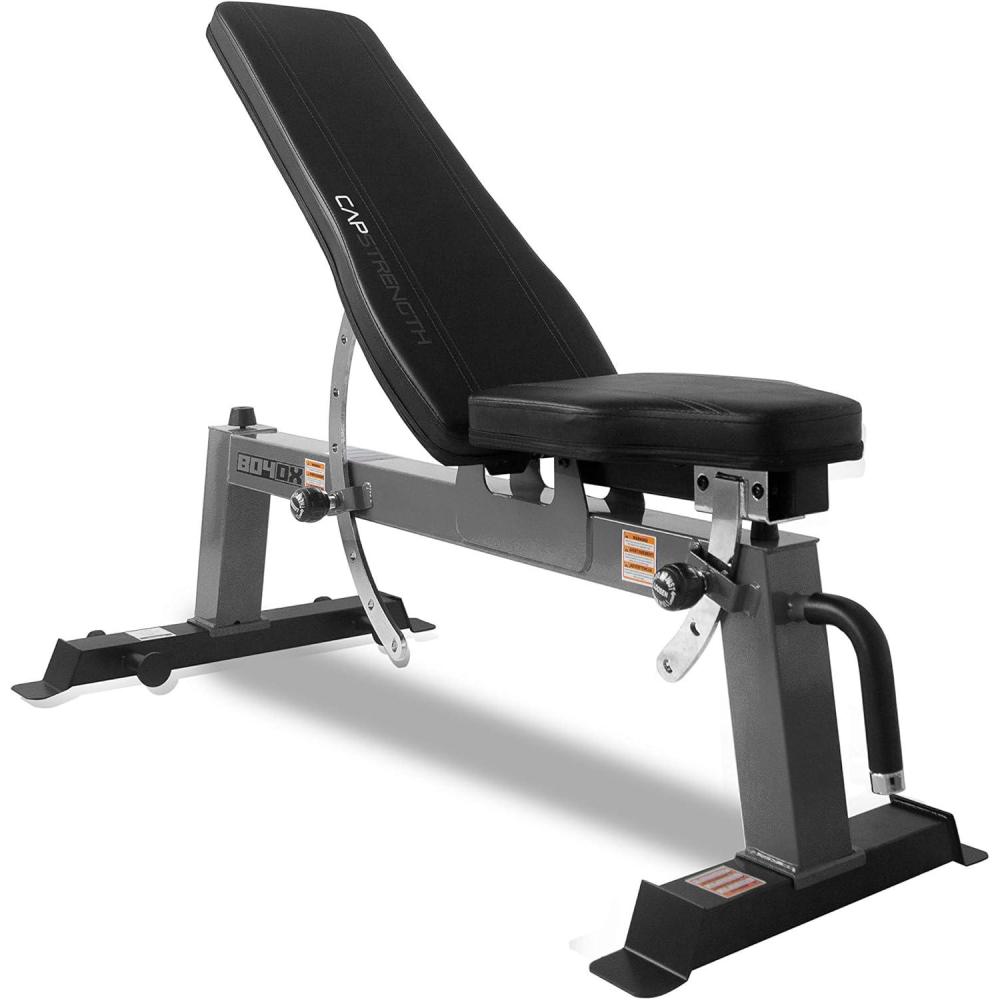 image:imageCap Barbell Deluxe Utility Weight Bench Color SeriesGray Square Backpad