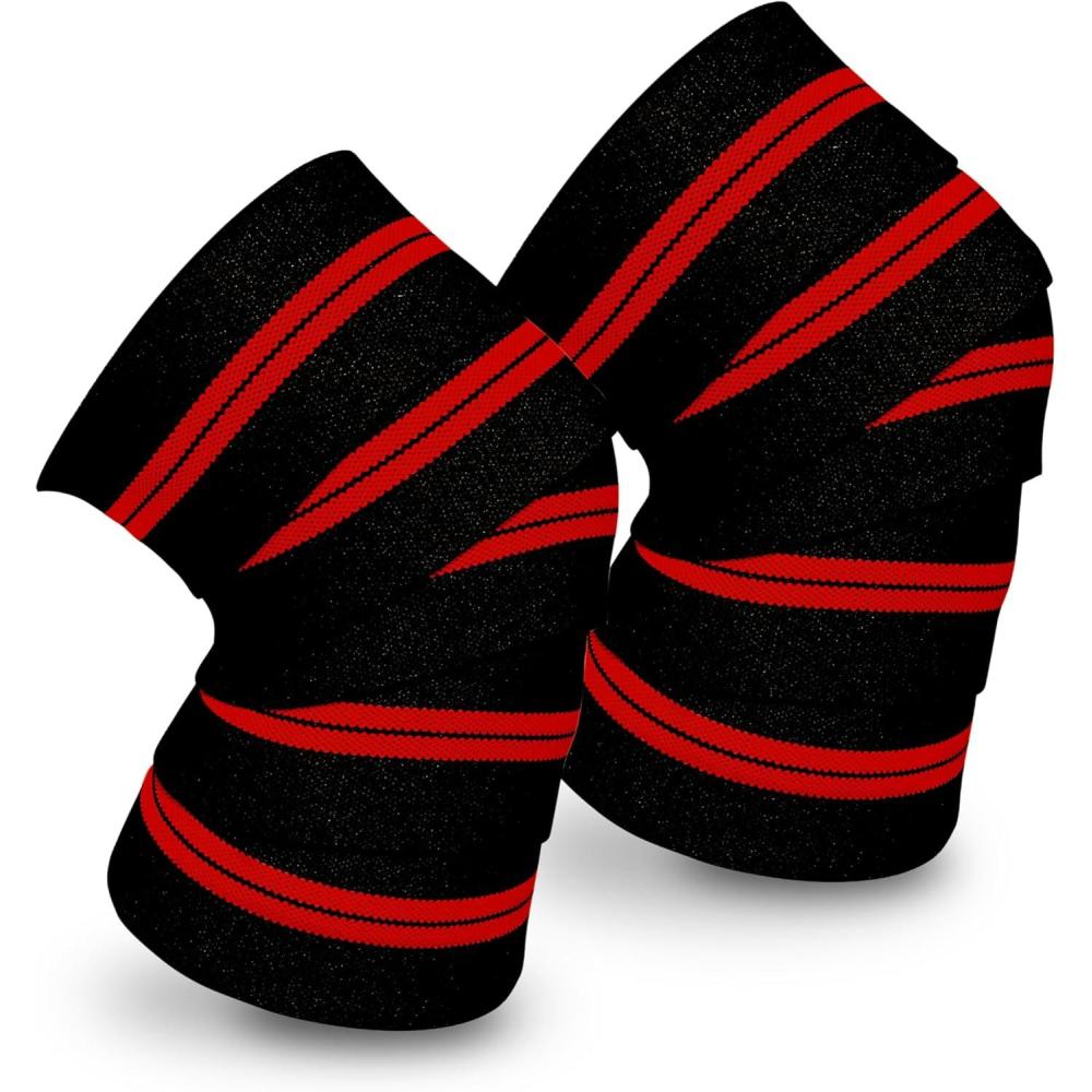 image:imageCap Barbell Elastic Knee Wraps for Weightlifing Pair of Adjustable Knee Wraps for Men amp Women for Powerlifting Squats Leg Press and Cross Training