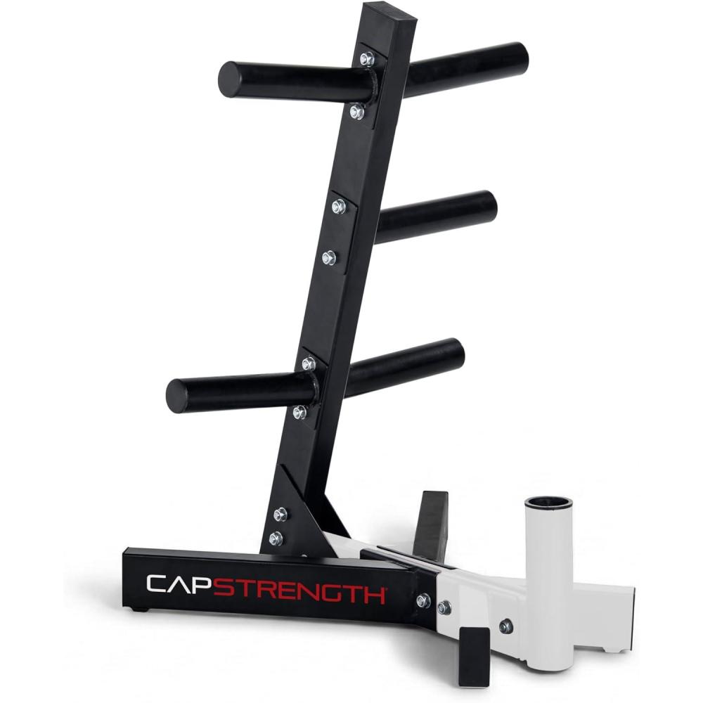 image:imageCap Barbell Olympic Plate Tree Storage Rack Multiple ColorsWhite