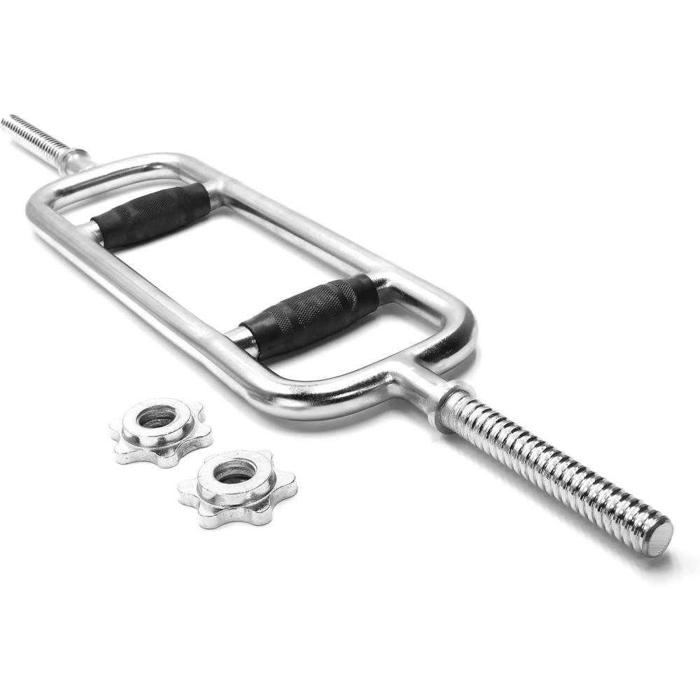 image:imageCap Barbell Standard Threaded 34 Triceps Bar  Multiple OptionsBlack  Rubber Grips