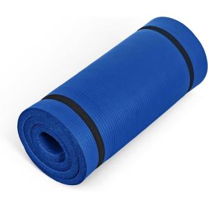 CAP Barbell 1-Inch High Density Exercise Yoga Mat with Strap | Multiple Colors(Blue)