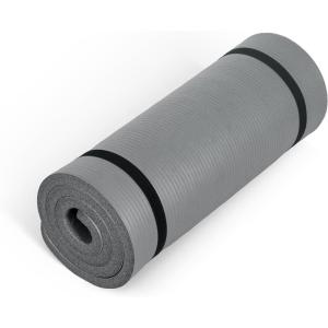 CAP Barbell 1-Inch High Density Exercise Yoga Mat with Strap | Multiple Colors(Gray)