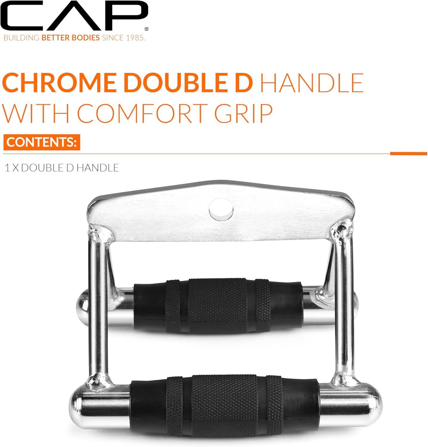 image:imageCAP Cable Machine Attachments LAT Bars Triceps Bars Handles amp Ropes Multiple Styles amp SizesBlack Double D Handle with Rubber Grips