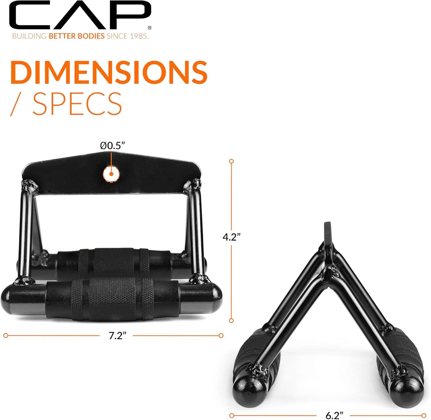 image:imageCAP Cable Machine Attachments LAT Bars Triceps Bars Handles amp Ropes Multiple Styles amp SizesBlack Double D Handle with Rubber Grips