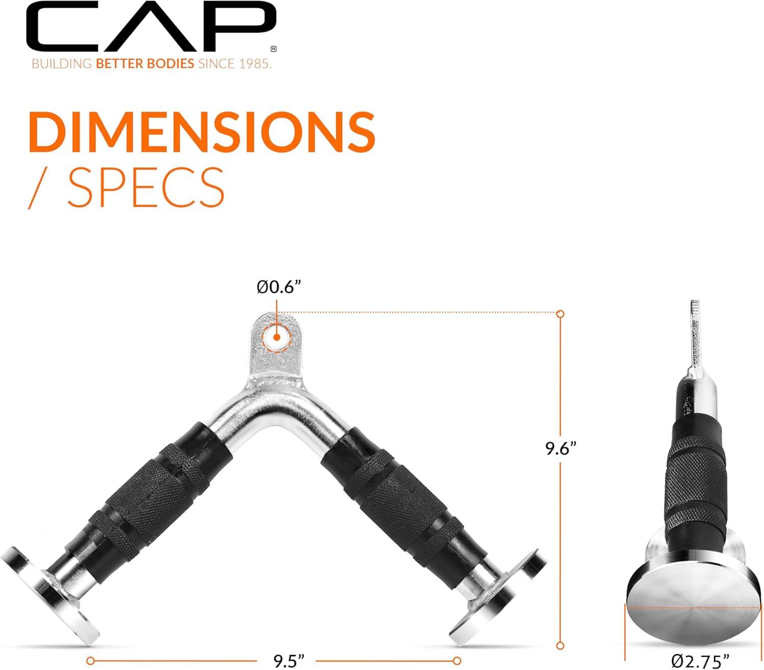image:imageCAP Cable Machine Attachments LAT Bars Triceps Bars Handles amp Ropes Multiple Styles amp SizesChrome Deluxe Tricep VBar with Rubber Grips