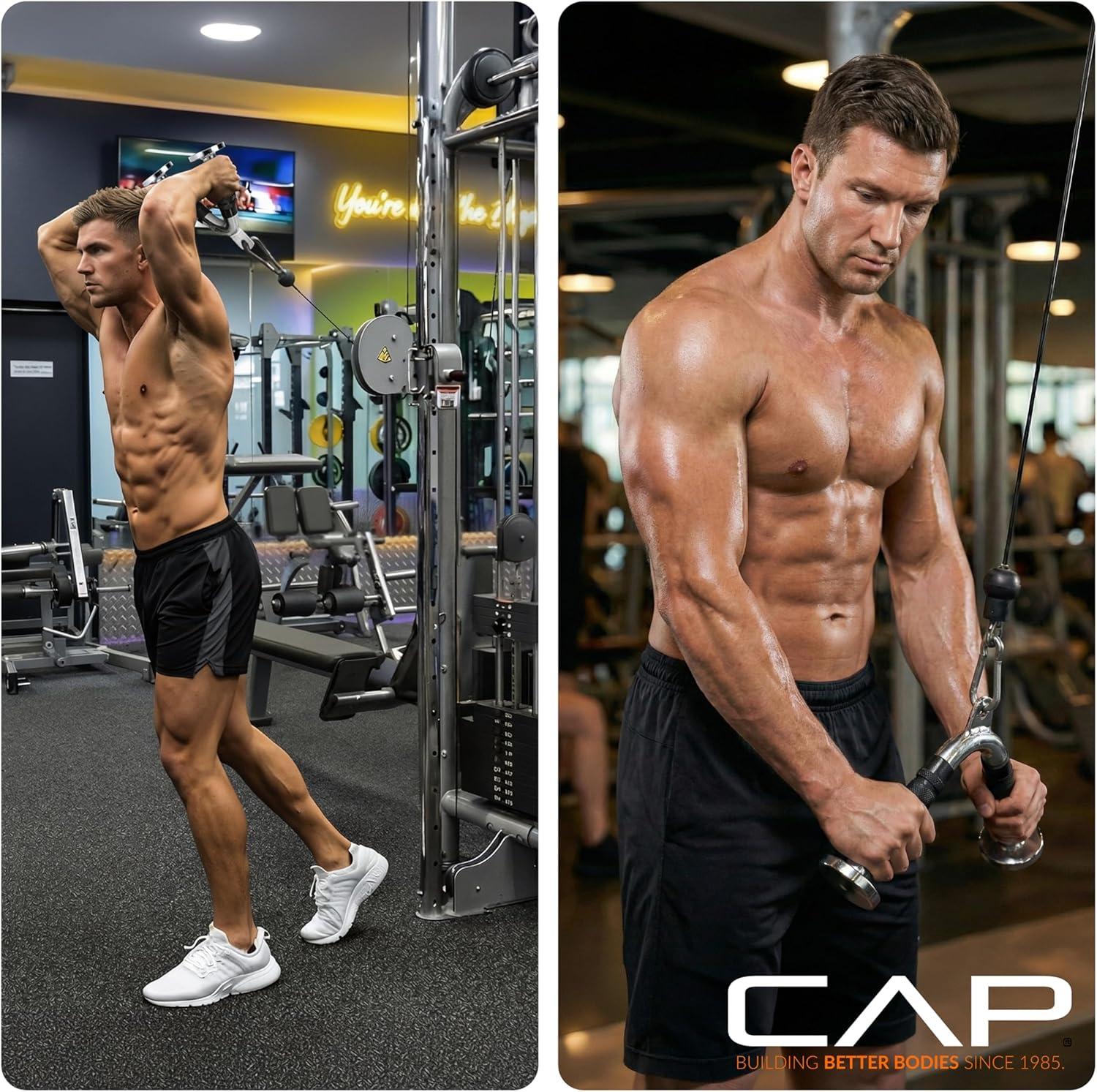 image:imageCAP Cable Machine Attachments LAT Bars Triceps Bars Handles amp Ropes Multiple Styles amp SizesChrome Deluxe Tricep VBar with Rubber Grips