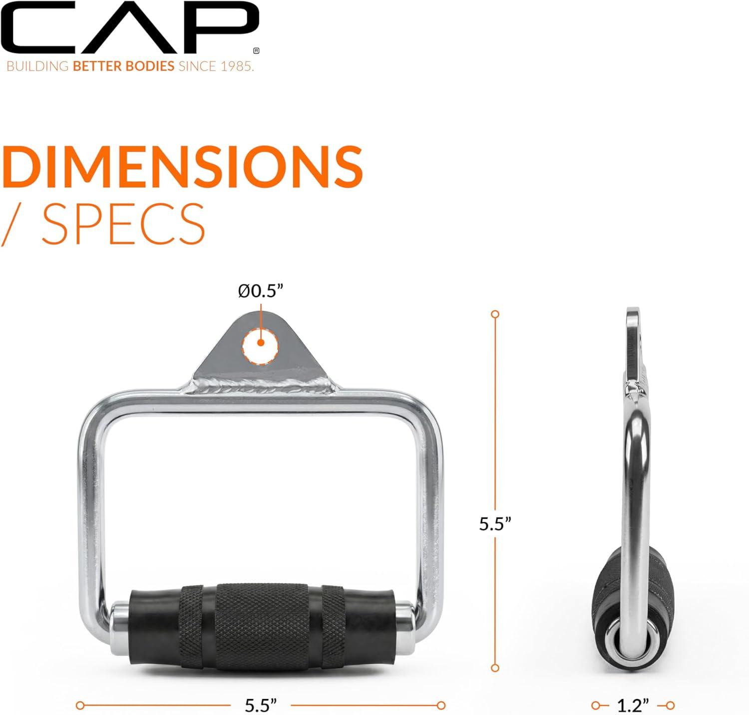 image:imageCAP Cable Machine Attachments LAT Bars Triceps Bars Handles amp Ropes Multiple Styles amp SizesChrome Single D Handle with Rubber Grips