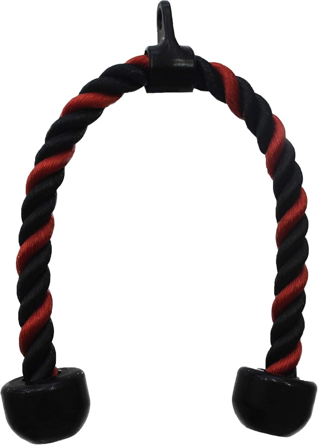 image:imageCAP Cable Machine Attachments LAT Bars Triceps Bars Handles amp Ropes Multiple Styles amp SizesRed Black Deluxe Tricep Rope