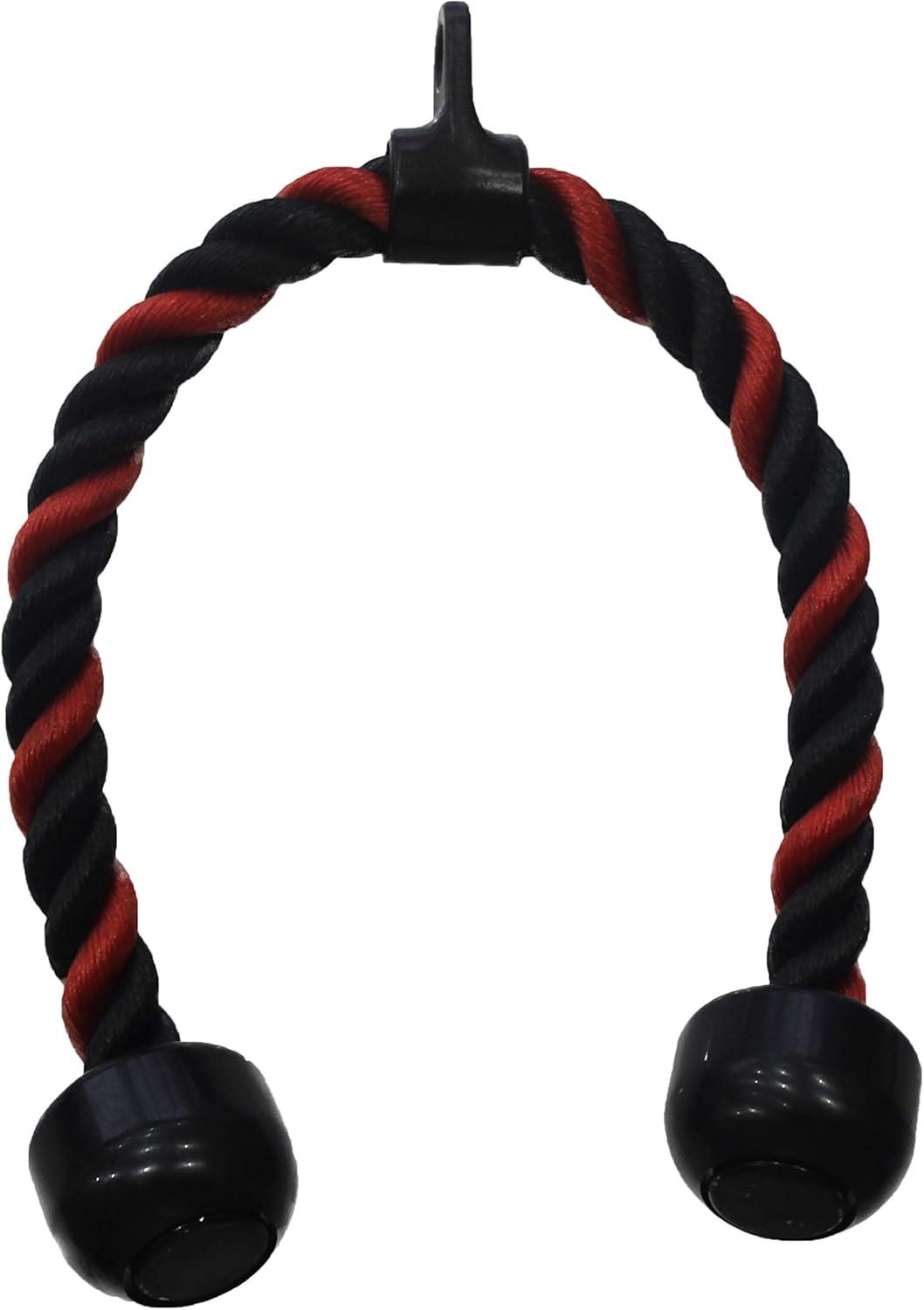 image:imageCAP Cable Machine Attachments LAT Bars Triceps Bars Handles amp Ropes Multiple Styles amp SizesRed Black Deluxe Tricep Rope