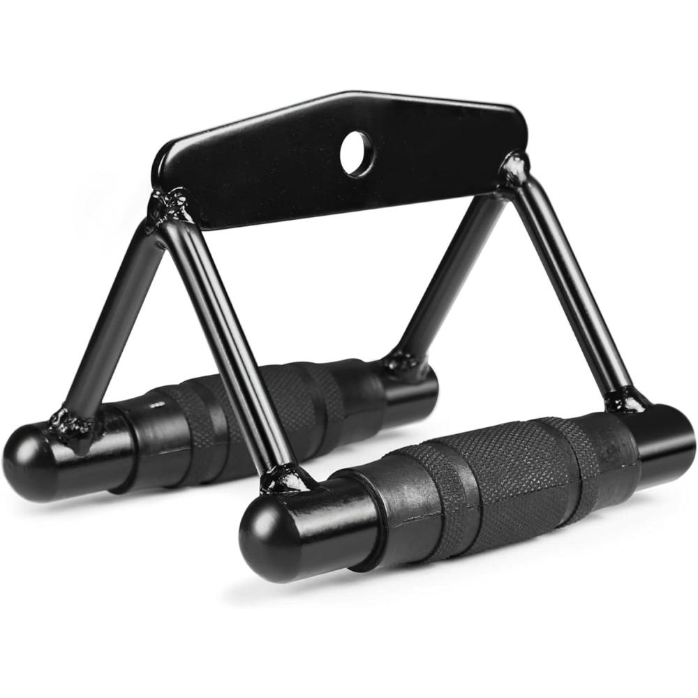 image:imageCAP Cable Machine Attachments LAT Bars Triceps Bars Handles amp Ropes Multiple Styles amp SizesBlack Double D Handle with Rubber Grips