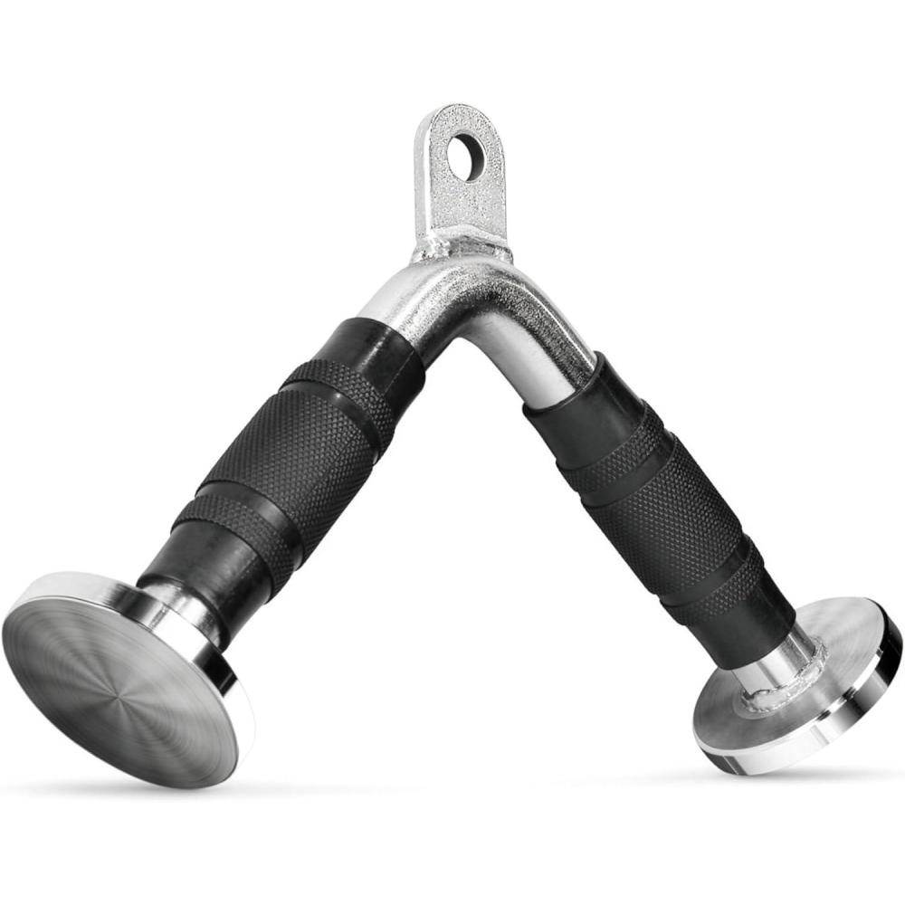 image:imageCAP Cable Machine Attachments LAT Bars Triceps Bars Handles amp Ropes Multiple Styles amp SizesChrome Deluxe Tricep VBar with Rubber Grips