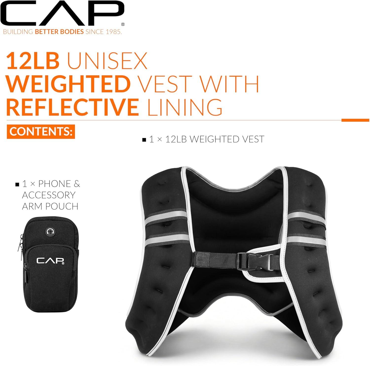 image:imageCAP Weighted Vest  8lb 30lbs  Reflective Workout Vest for Walking Running Cardio Strength Training  Multiple ColorsBlack