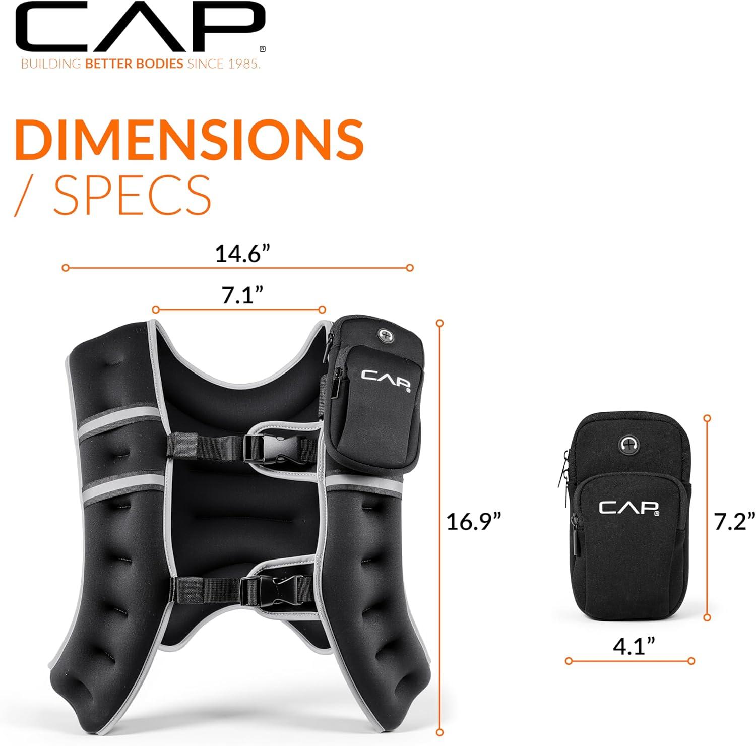 image:imageCAP Weighted Vest  8lb 30lbs  Reflective Workout Vest for Walking Running Cardio Strength Training  Multiple ColorsBlack