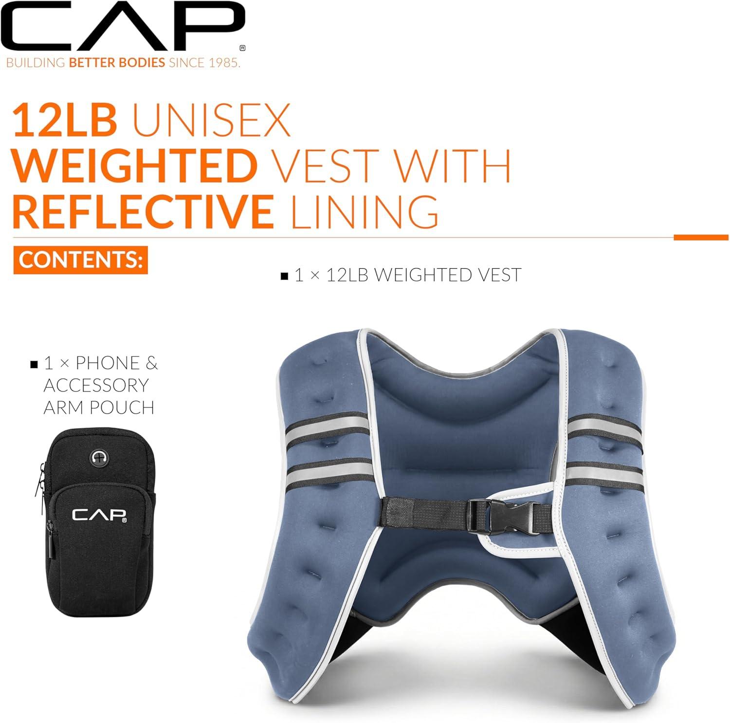 image:imageCAP Weighted Vest  8lb 30lbs  Reflective Workout Vest for Walking Running Cardio Strength Training  Multiple ColorsBlue