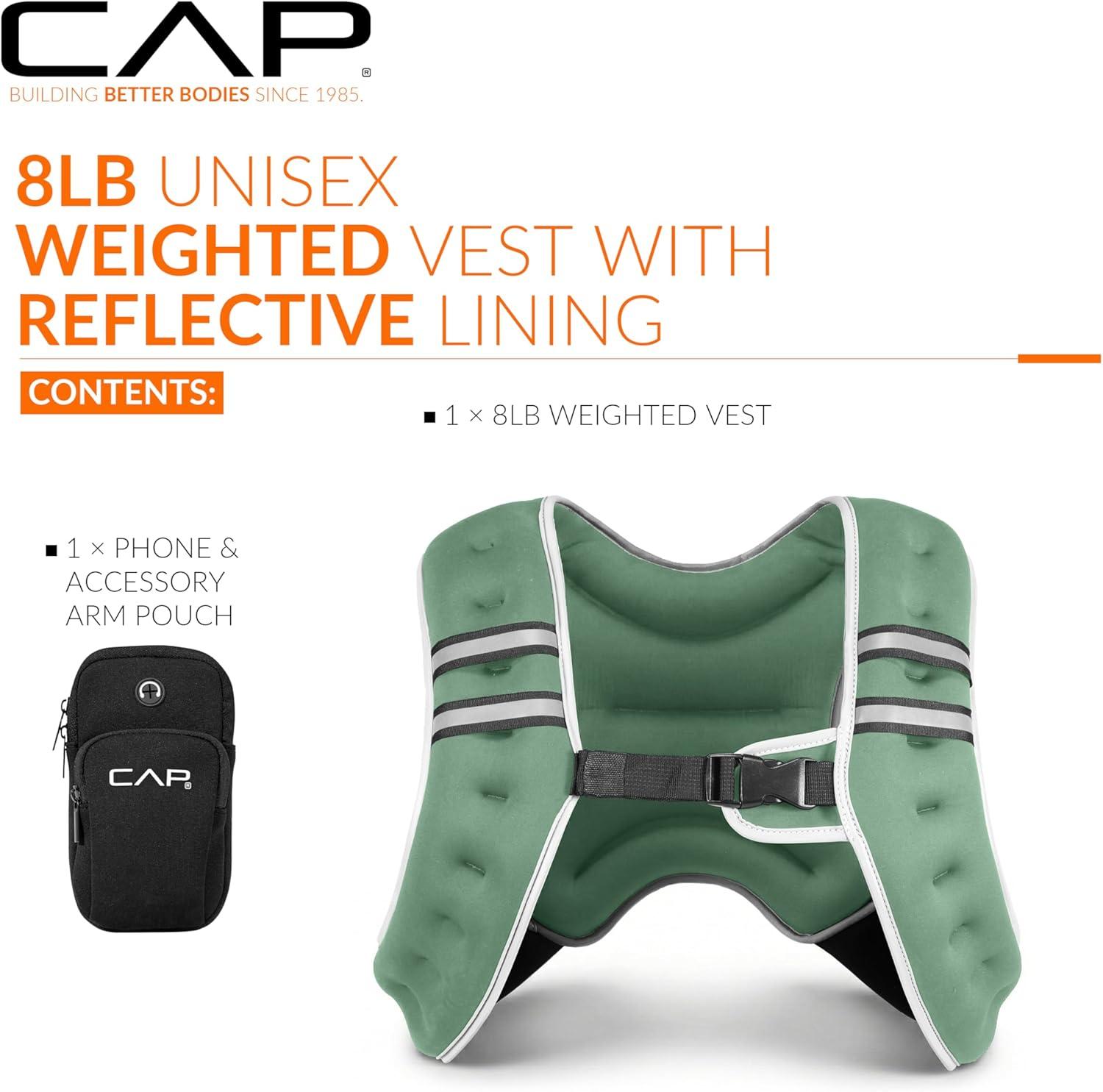 image:imageCAP Weighted Vest 8lb 30lbs Reflective Workout Vest for Walking Running Cardio Strength Training Multiple ColorsGreen