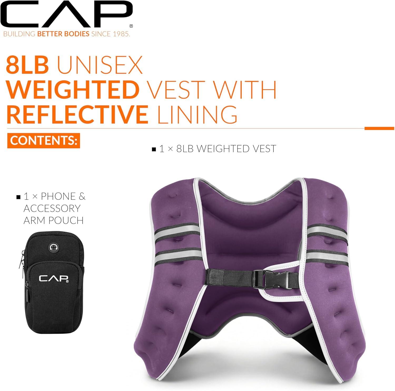 image:imageCAP Weighted Vest 8lb 30lbs Reflective Workout Vest for Walking Running Cardio Strength Training Multiple ColorsPurple