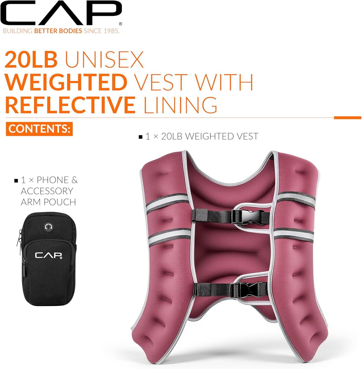 image:imageCAP Weighted Vest  8lb 30lbs  Reflective Workout Vest for Walking Running Cardio Strength Training  Multiple ColorsRose