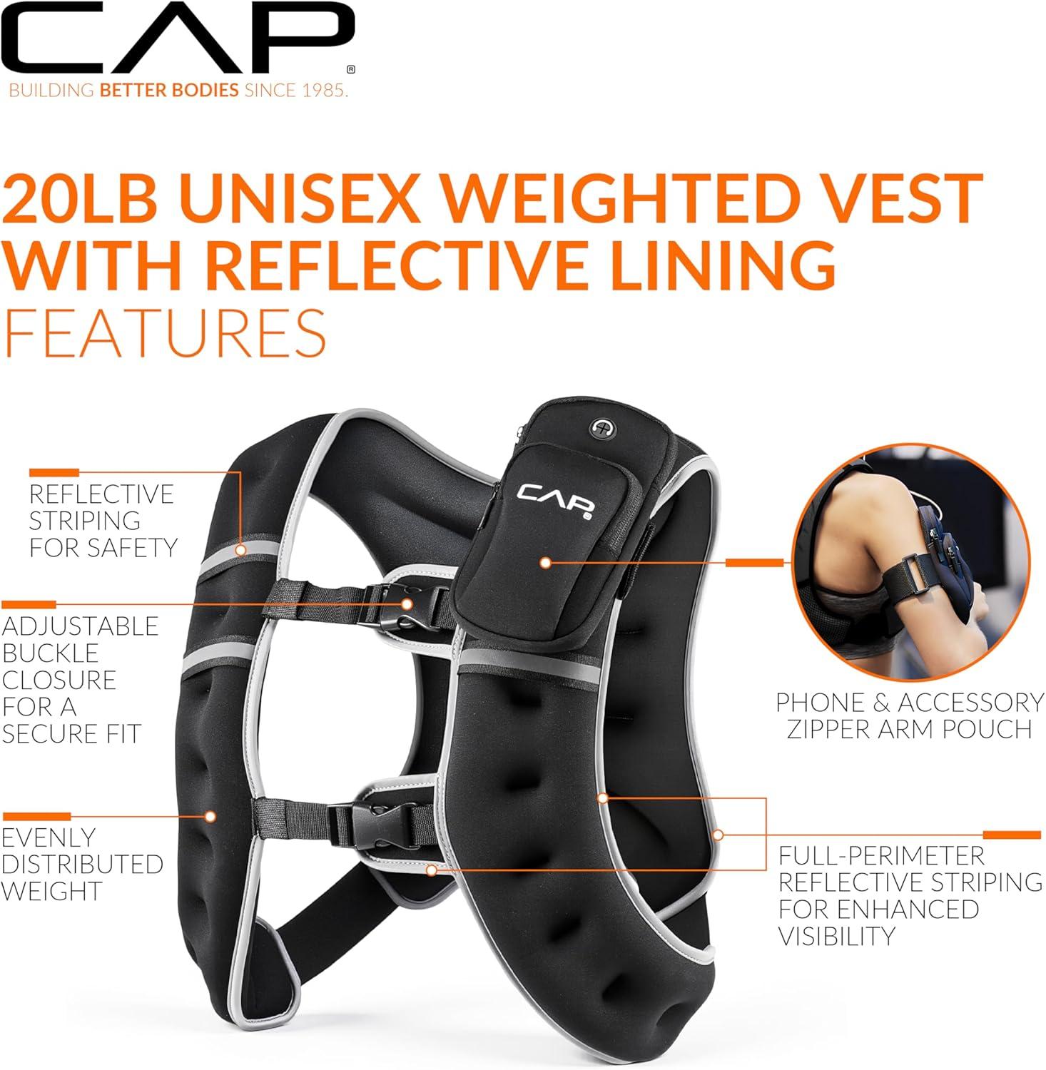image:imageCAP Weighted Vest  8lb 30lbs  Reflective Workout Vest for Walking Running Cardio Strength Training  Multiple ColorsRose