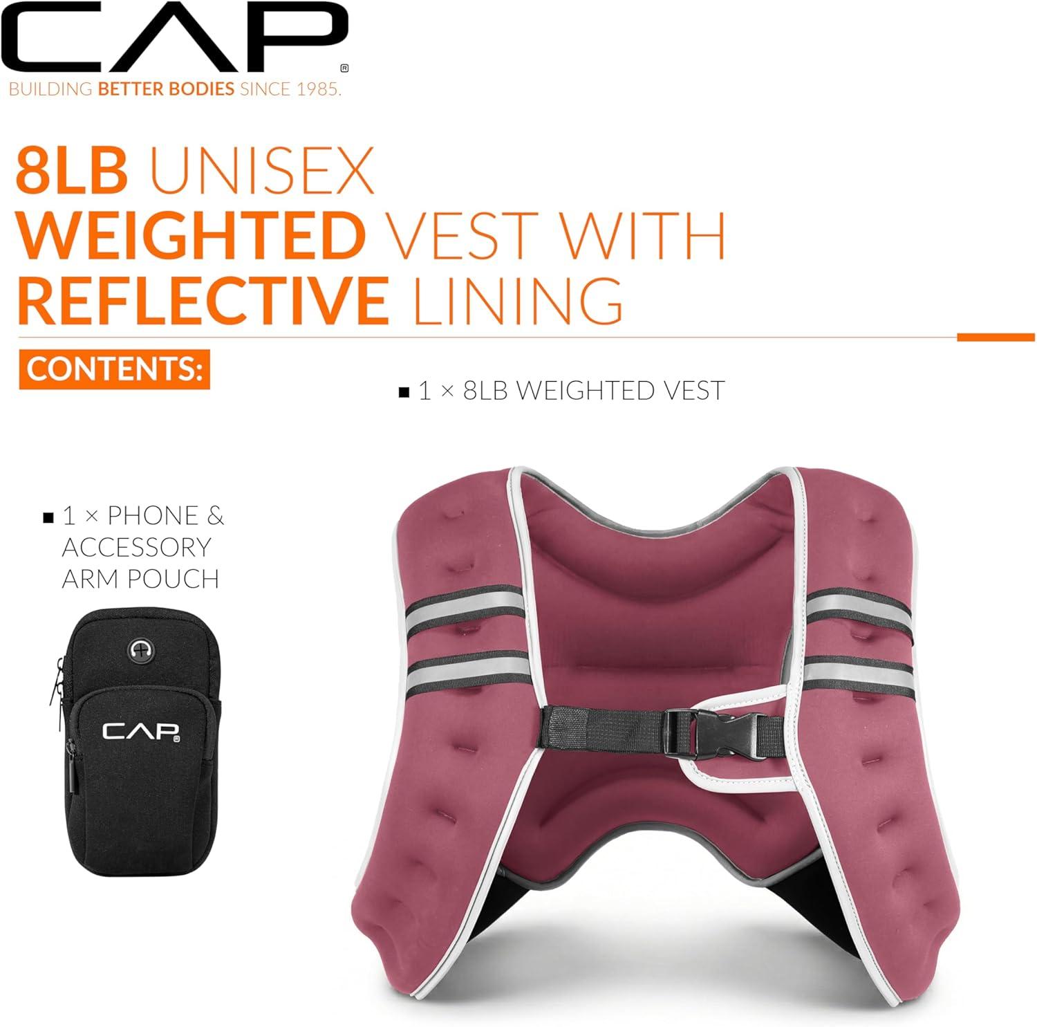 image:imageCAP Weighted Vest  8lb 30lbs  Reflective Workout Vest for Walking Running Cardio Strength Training  Multiple ColorsRose